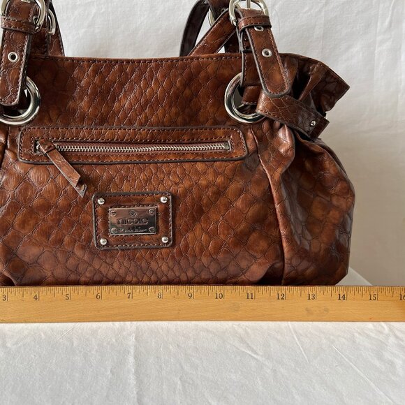 nicole by Nicole Miller Sloan Satchel Brown Crocodile Pattern Shoulder Bag, NWTS - Picture 13 of 14